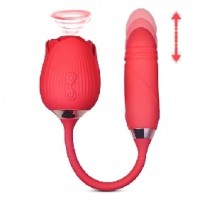 Rose Bud Clitoral Sucking with Thrusting Vibrator  10-Speed Silicone RED